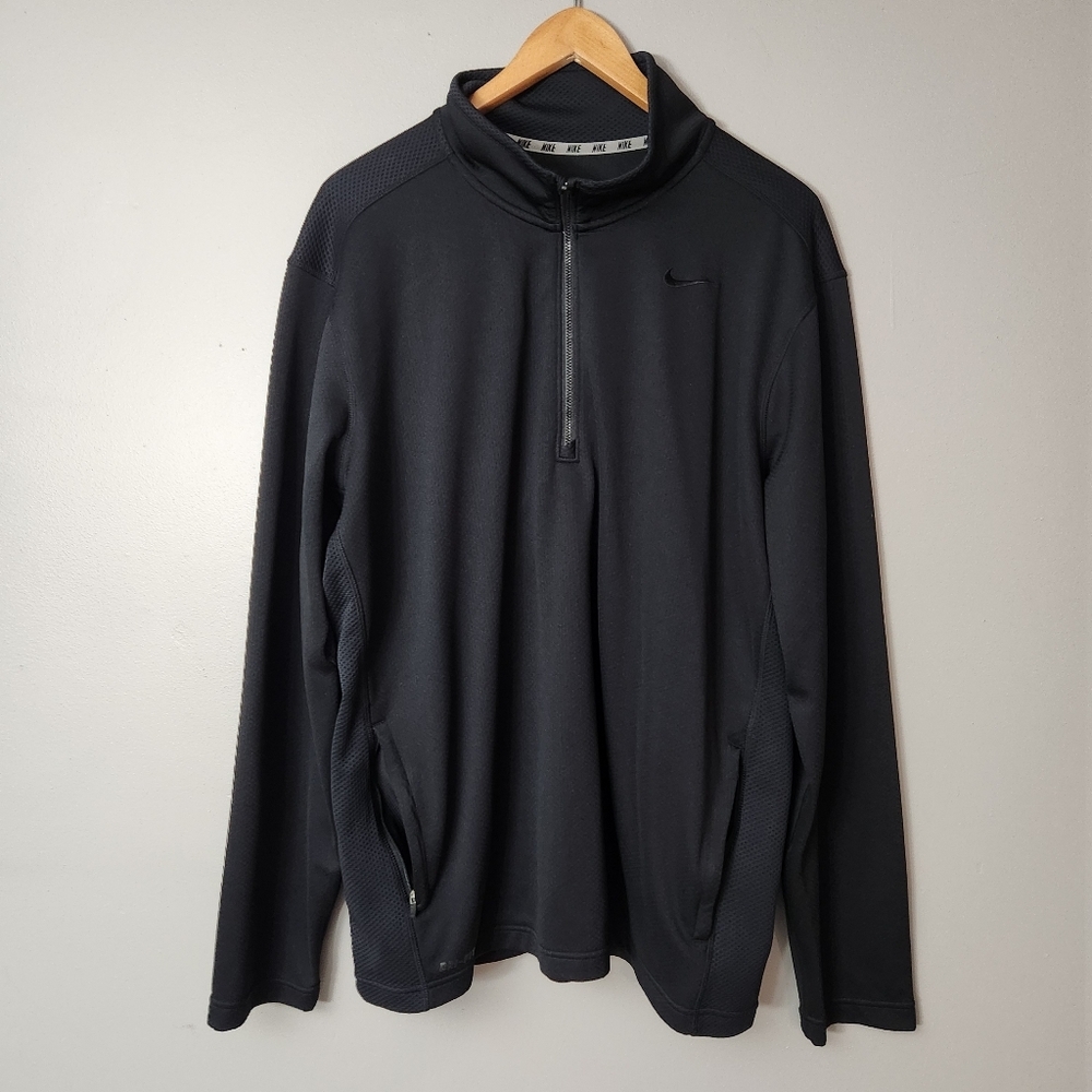 Nike Dri Fit men's XXL quarterzip black  sweatshirt NWOT